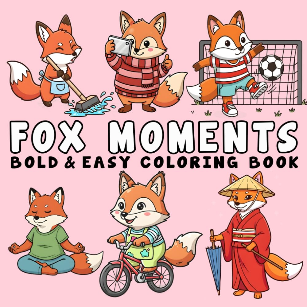 Fox Moments: Bold, and Easy Fox Coloring Pages for Stress Relief – Simple and Enjoyable Designs for Teens and Adults