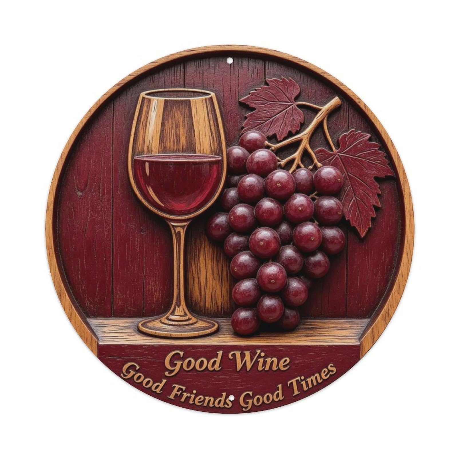Good Wine Good Friends Good Times Metal Tin Sign Plaque