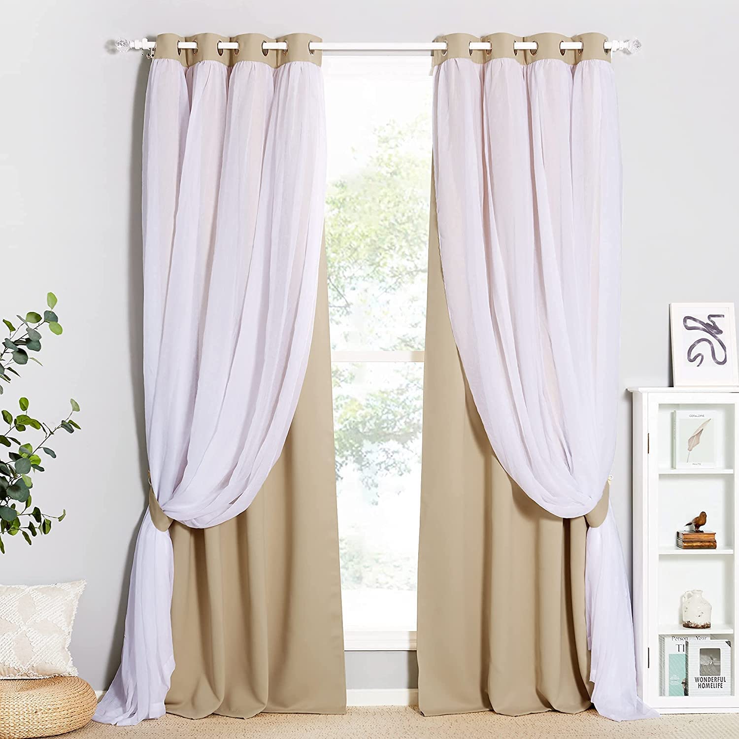 BFAM Sheer Blackout Curtain-Beige Multi use Room Darkening Thermal Insulated Eyelet Noise reducing Window and Door Curtains for Bedroom,Living Room, Sold as 1 parda (B0BL7QFYKX) Amazon Price History, Amazon Price Tracker