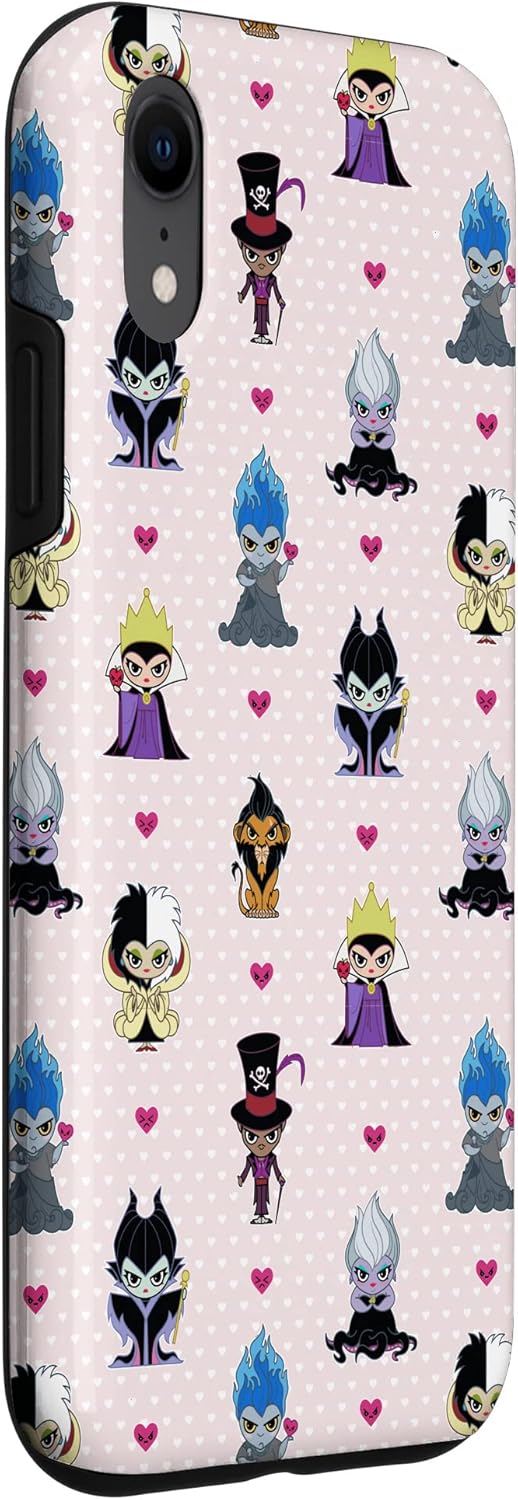 iPhone XR Disney Villains Kawaii Chibi Pink Hearts Case