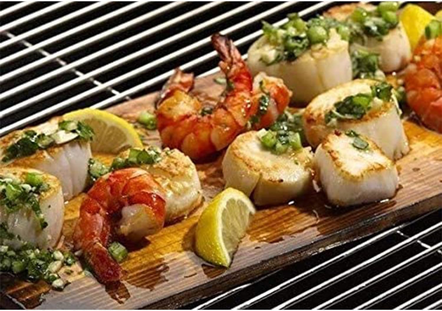 TrueFire Cedar Grilling Planks 7.25 x 16” (10-Pack) with Stainless Steel Serving Tray - Extra Large Canadian Western Red Cedar Planks