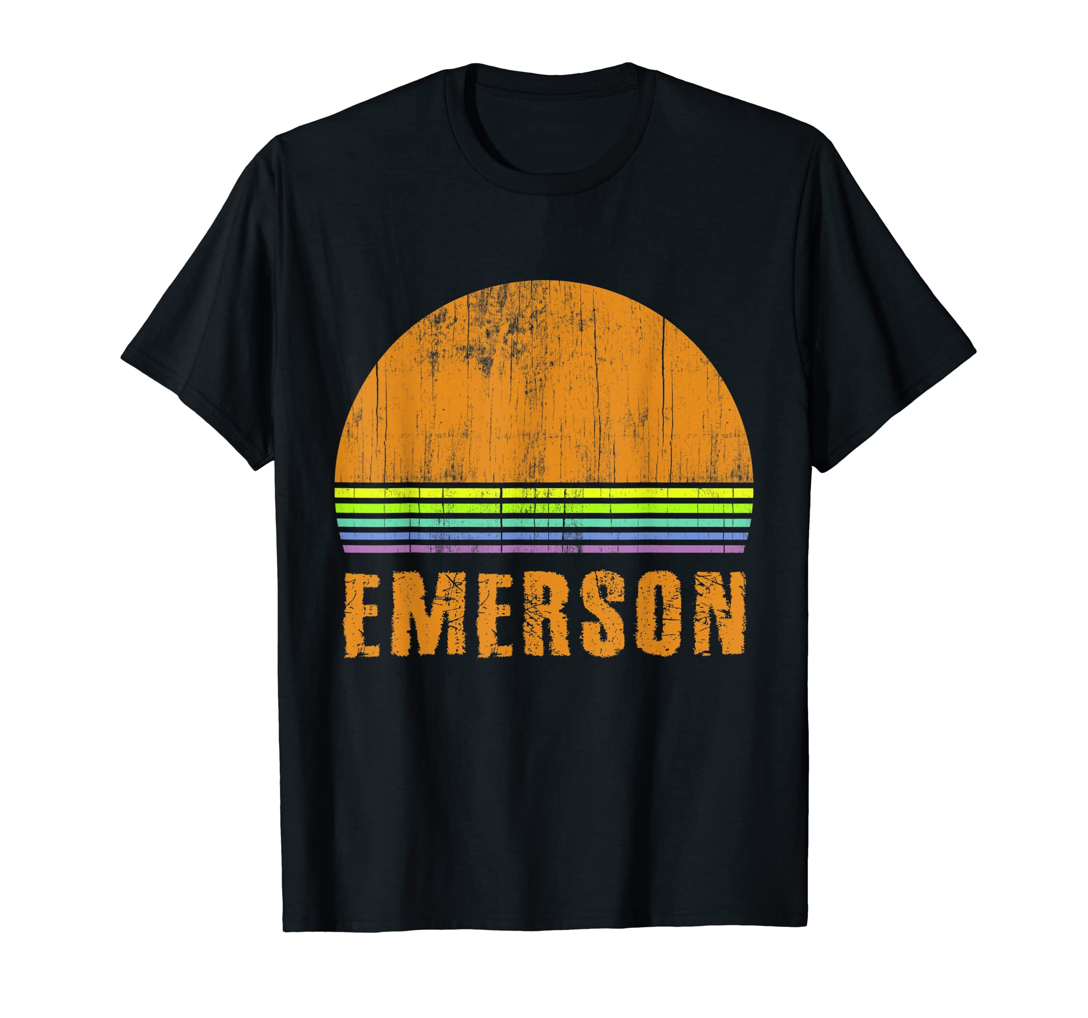 Emerson Custom Boy's Name 7 Letters Retro Vintage Sunset T-Shirt