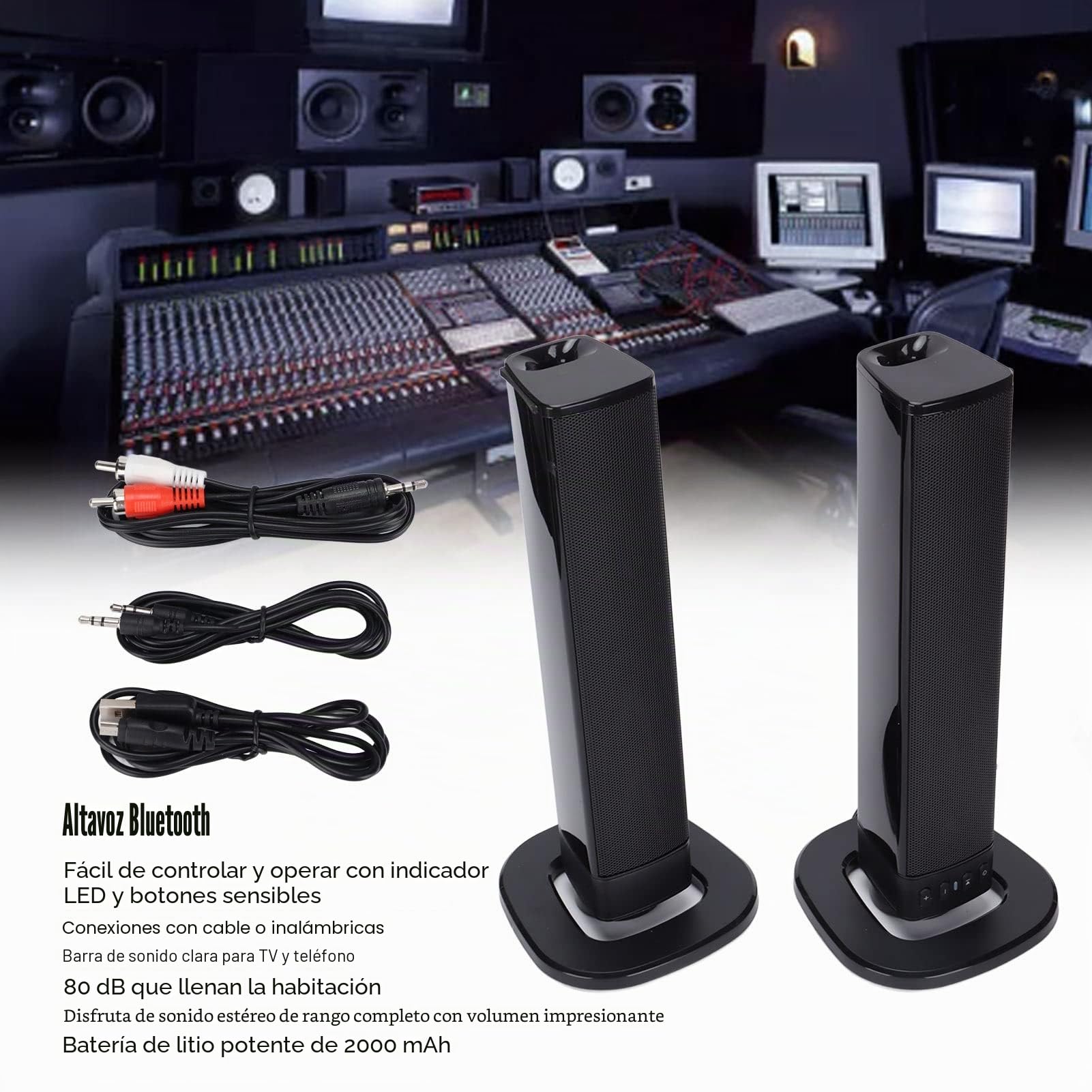 Altavoz de TV con Barra de Sonido Desmontable de 20 Vatios, Altavoz de Torre de Cine en Casa con Sonido Envolvente 3D Inalámbrico Y Soporte para Radio FM TF/USB / 3.5MM Y / 4.2