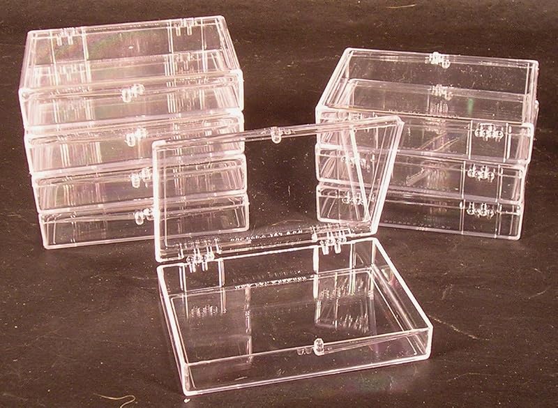 Lot of 8 Crystal Clear Hinged Plastic Trading Card Storage Boxes (35-ct) - Made in The U.S.A.