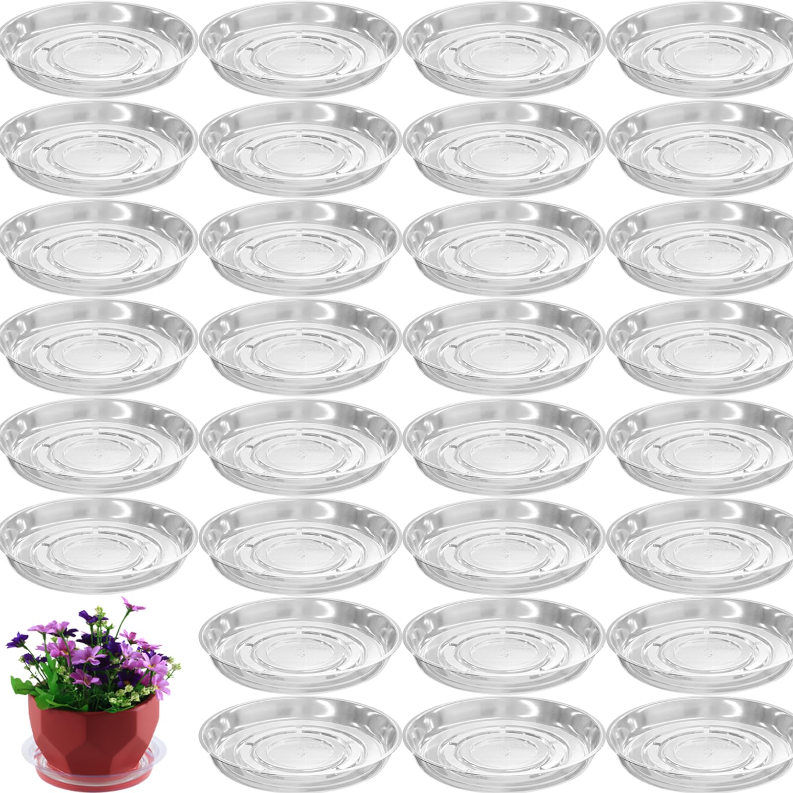 Plant Saucers - 30 Pack, Clear Drip Trays -13