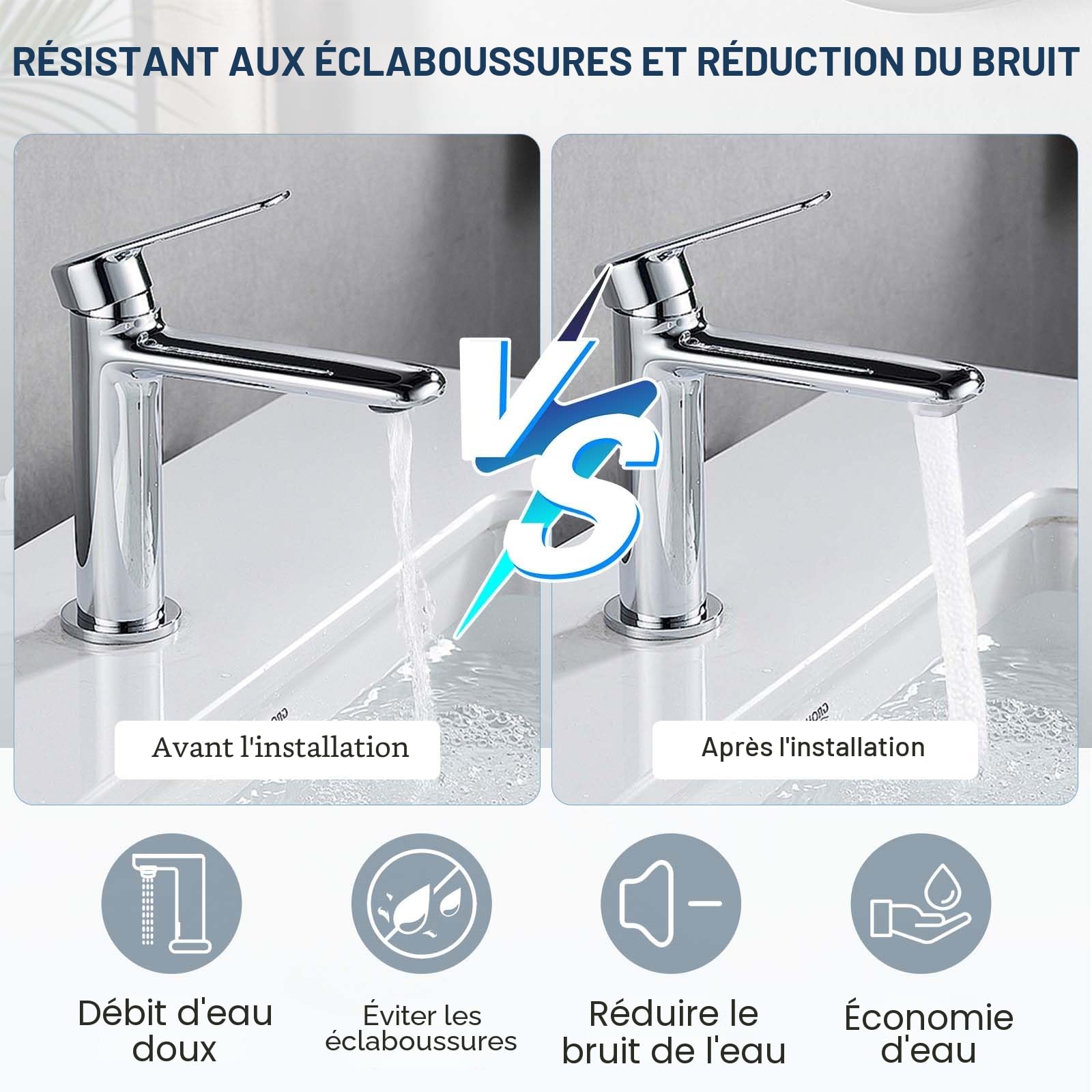 Vinabo Mousseur Robinet M24 Acier Inoxydable Aérateur Brise Jet Cuisine Salle de Bain Argent