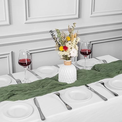 Miniatura 3 de 3 piezas de camino de mesa de estopilla verde a granel de 35 x 160 pulgadas, transparente, vintage, de 13.3 pies, para boda, novia, baby shower,