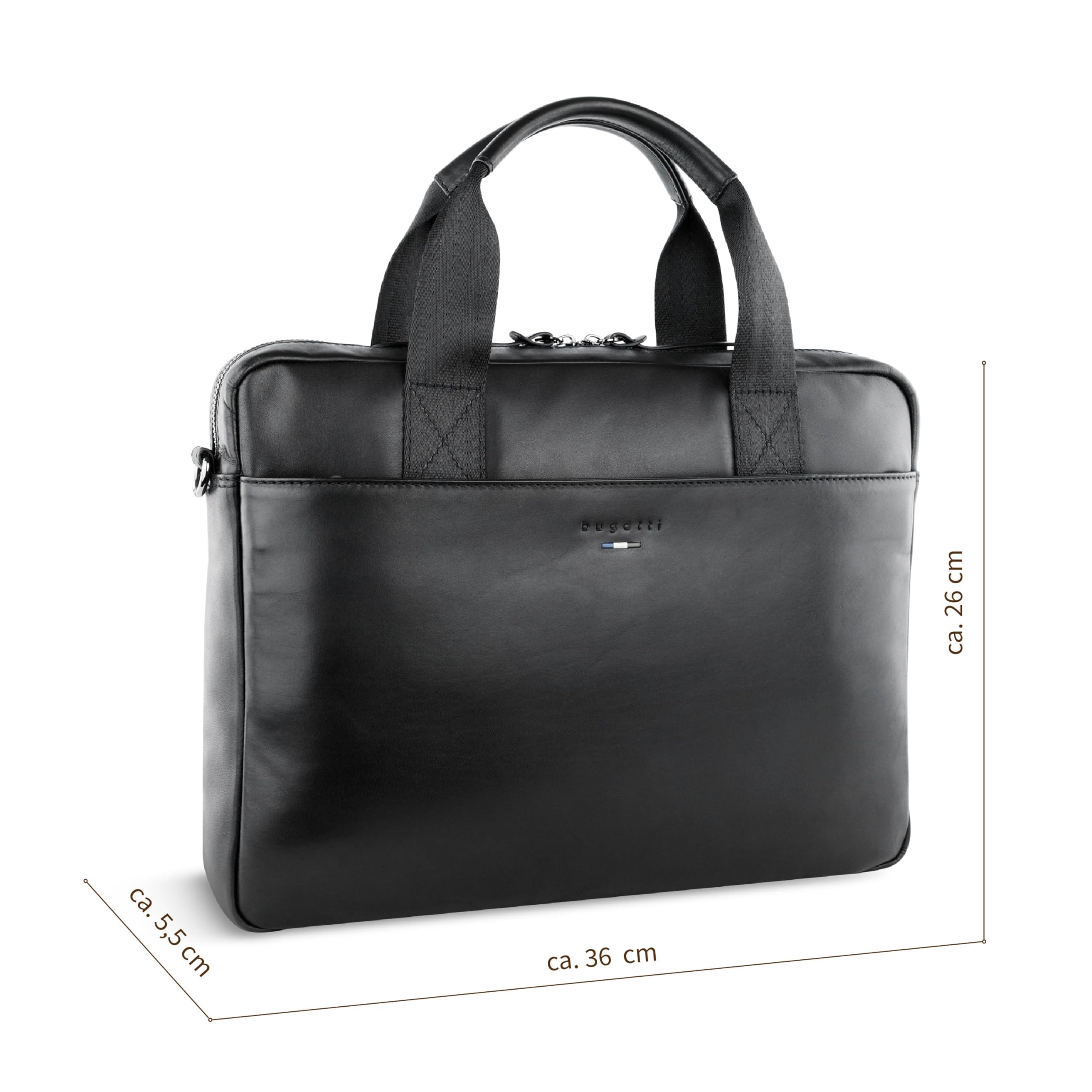 bugatti Romeo maletín de cuero para hombre, bolso de negocios con compartimento para portátil de 13", negro