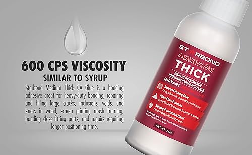 Miniatura 4 de Starbond EM-600 - Pegamento adhesivo de cianoacrilato de grosor medio, calidad superior (para torneado de madera, pasatiempos, serigrafía,