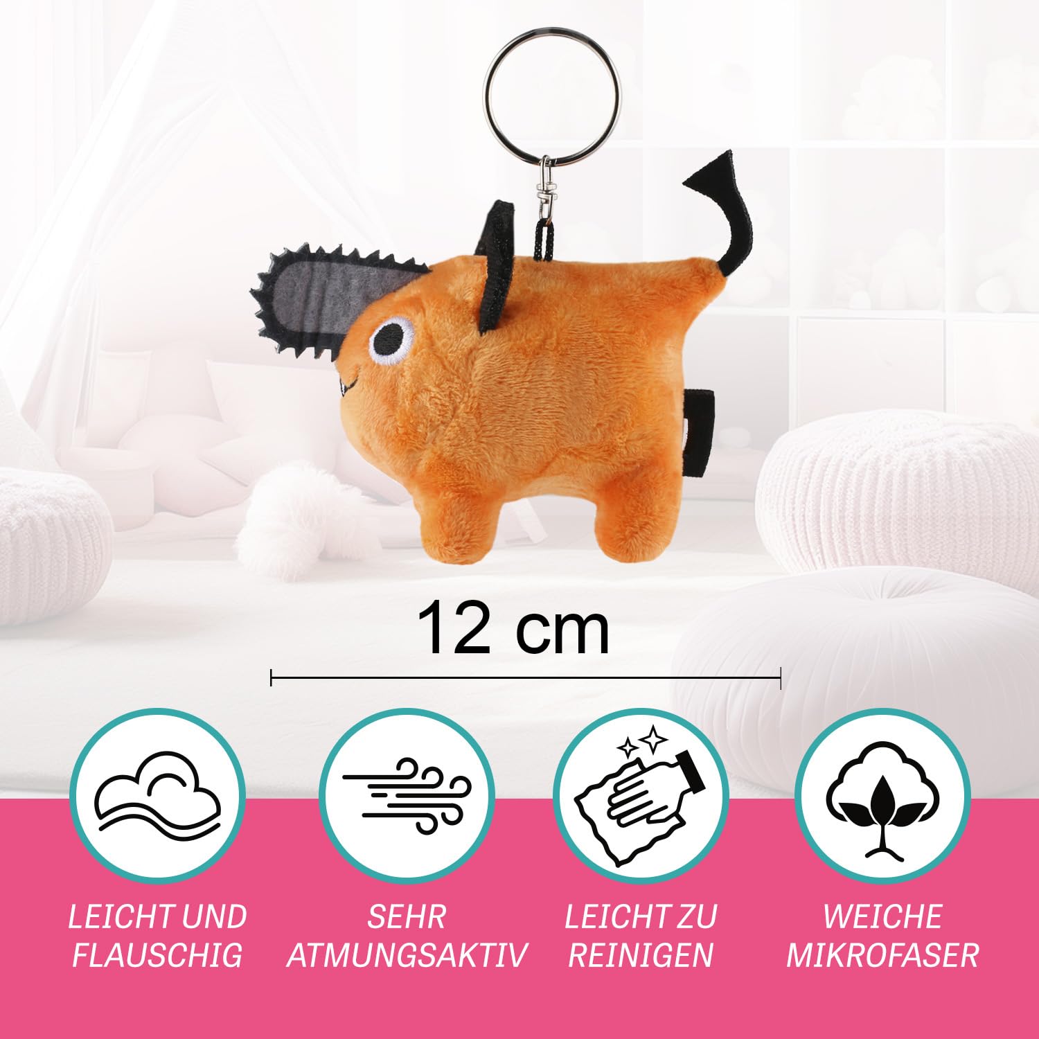 Play by Play Chainsaw Man Pochita pluszowe zwierzątko, pluszowa zabawka, figurka < siedząca z zamkniętym okiem, 32 cm + mini plusz >