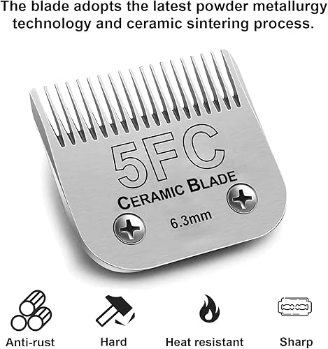 Miniatura 5 de 5FC Blade - Cuchillas de repuesto para cortar perros compatibles con Andis Dog Clippers, hoja de cerámica desmontable y hoja de acero inoxidable,