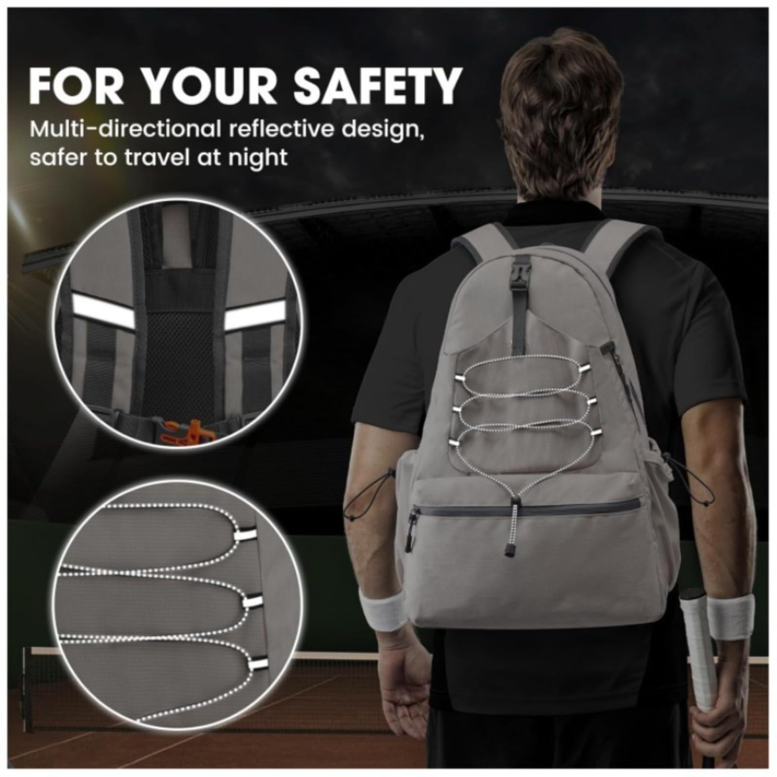 Raquetero Tenis Mochila Mujeres Hombres Bolsa Pickleball 4 Raquetas Compartimento Zapatos Impermeable