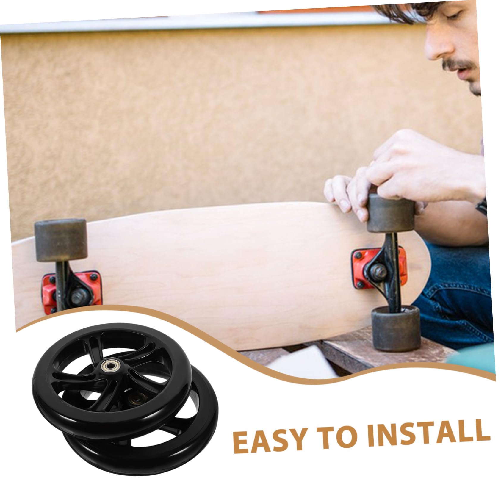 Ruote per Monopattino in Pu Nero 175mm 2 Pezzi Rotelle Resistenti e Facili da Installare per Monopattino Elettrico e Skating
