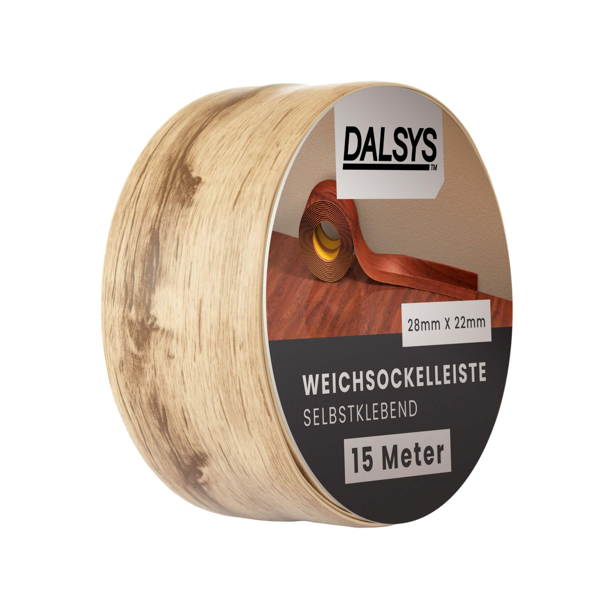 Weichsockelleiste selbstklebend Gebleichte Eiche 15m PVC Abschlussleiste für Fugen