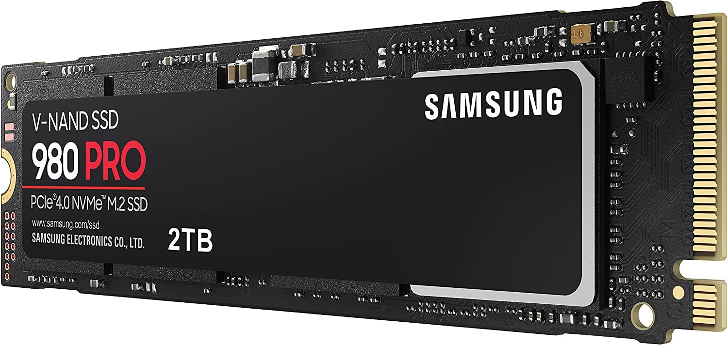 Samsung 980 PRO NVMe M.2 SSD, 2 TB, PCIe 4.0, 7.000 MB/s Lesen, 5.000 MB/s Schreiben, Interne SSD für Gaming und Videobearbeitung, MZ-V8P2T0BW