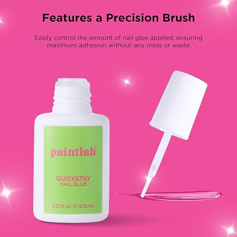 PaintLab Brush-On Nail Glue for Press-Ons, Professional Adhesive for Acrylic Nails, Vegan & Cruelty-Free, Easy Application, Long-Lasting, Fast-Drying, 0.21oz
