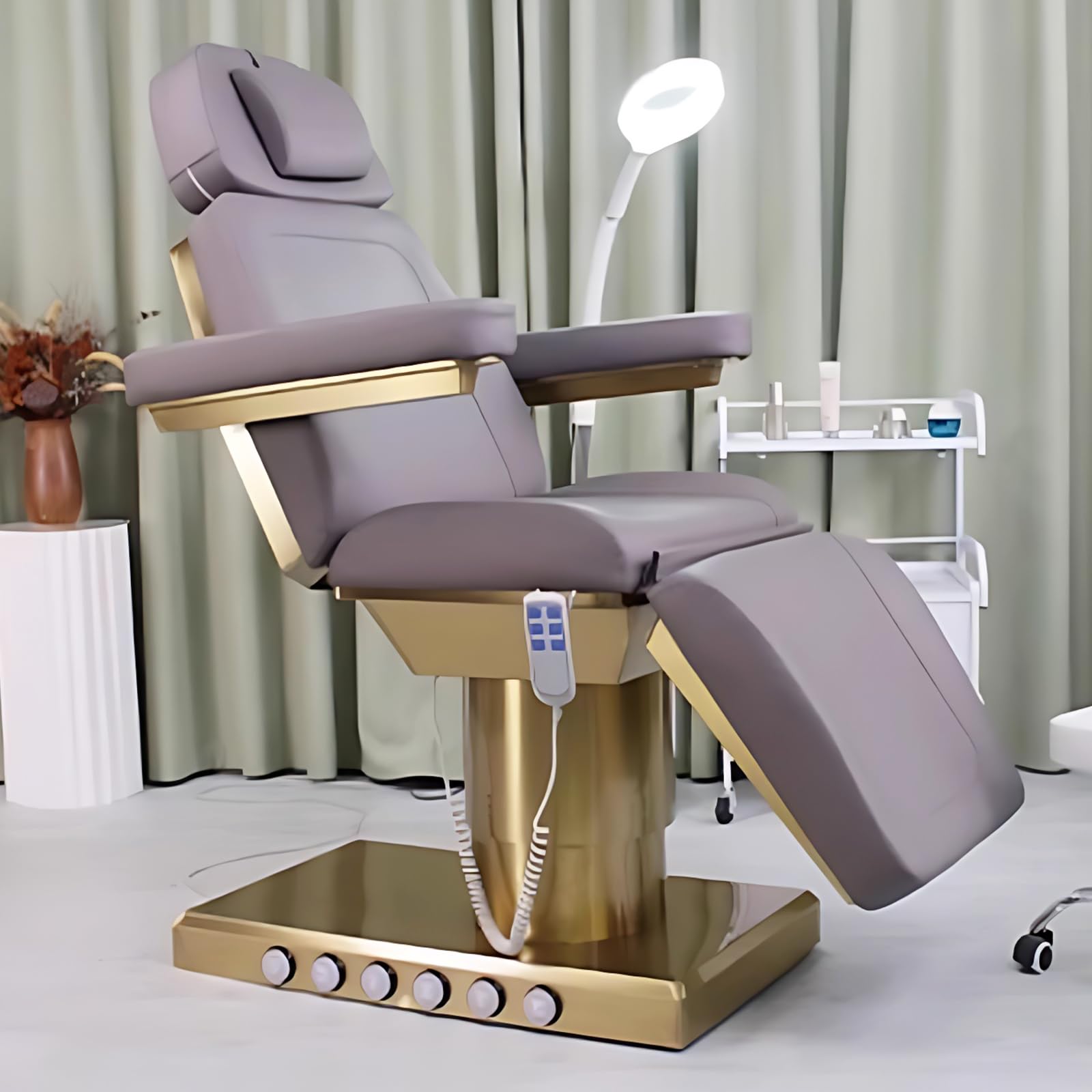 Massage Table-Electric Massage Table with Grey Modern Luxury Style Beauty Treatment Bed Includes One-Button Lifting Smart Heating Retractable