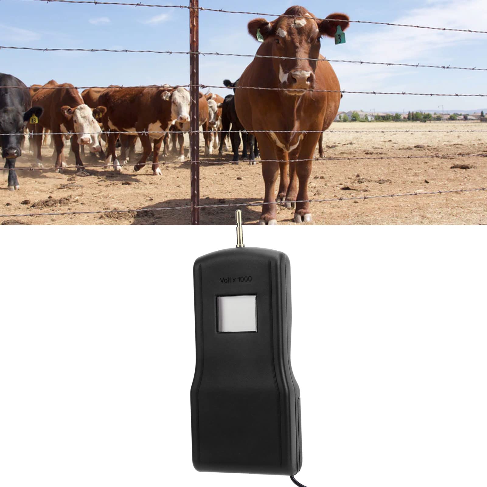 Tester di tensione digitale per recinzioni elettriche, voltmetro ad alta tensione fino a 200-15000 V, tester di tensione per recinzione con ampio display LCD da 15 kV per Farm Garde (nero)