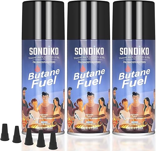 Miniatura 9 de Sondiko Recambio de butano, 5.9 fl oz, repuesto de combustible de butano, recipiente de repuesto de líquido más ligero, repuesto de butano para
