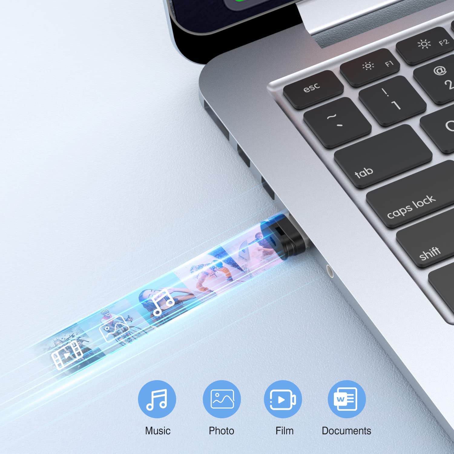 K&ZZ Memoria USB 2.0 de 16 GB, unidad de pulgar de perfil bajo, paquete de 5 unidades flash mini con cordón, unidad de salto con cremallera