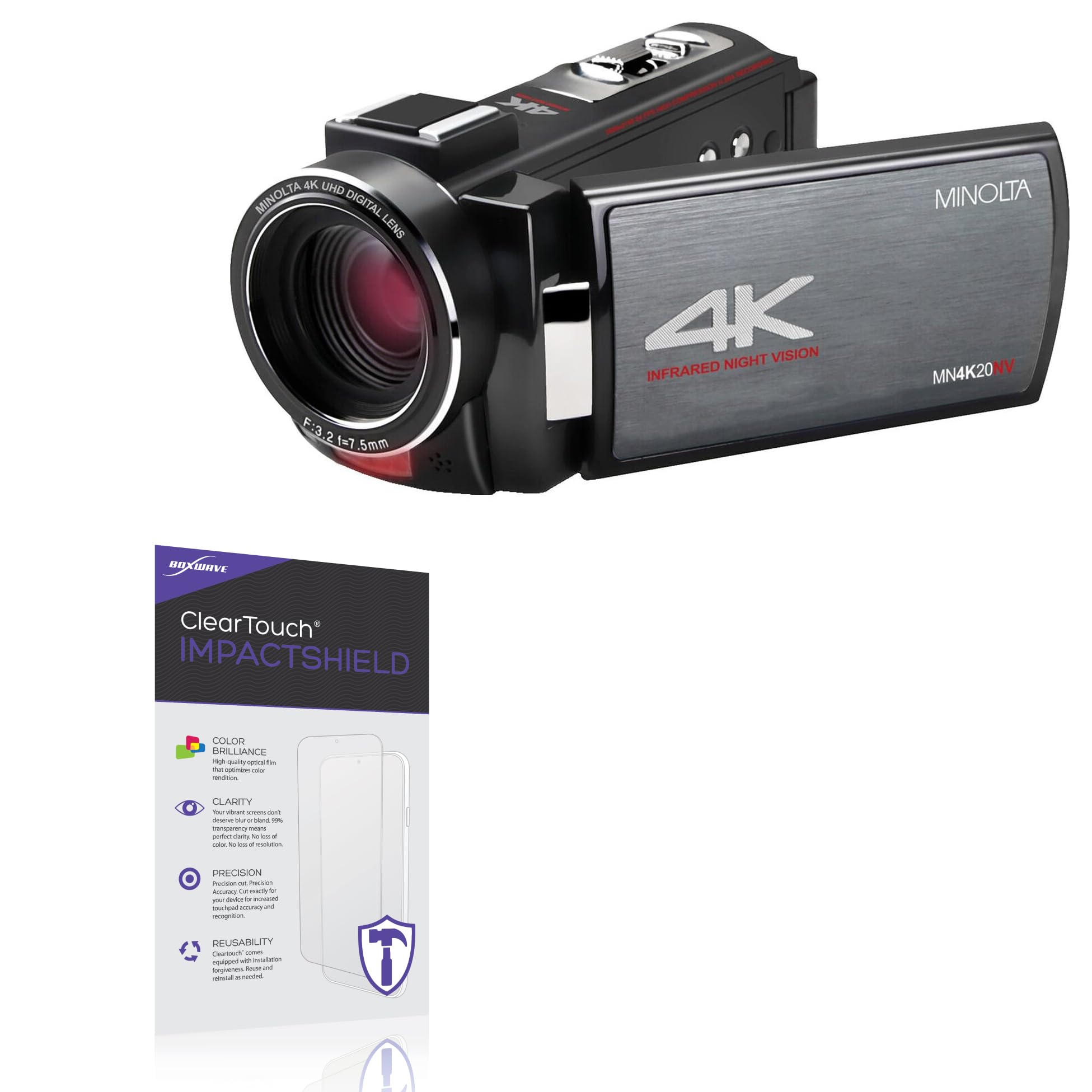 BoxWave Screen Protector Compatible with Minolta MN4K20NV - ClearTouch ImpactShield (2-Pack), Impenetrable Screen Protector Flexible Film