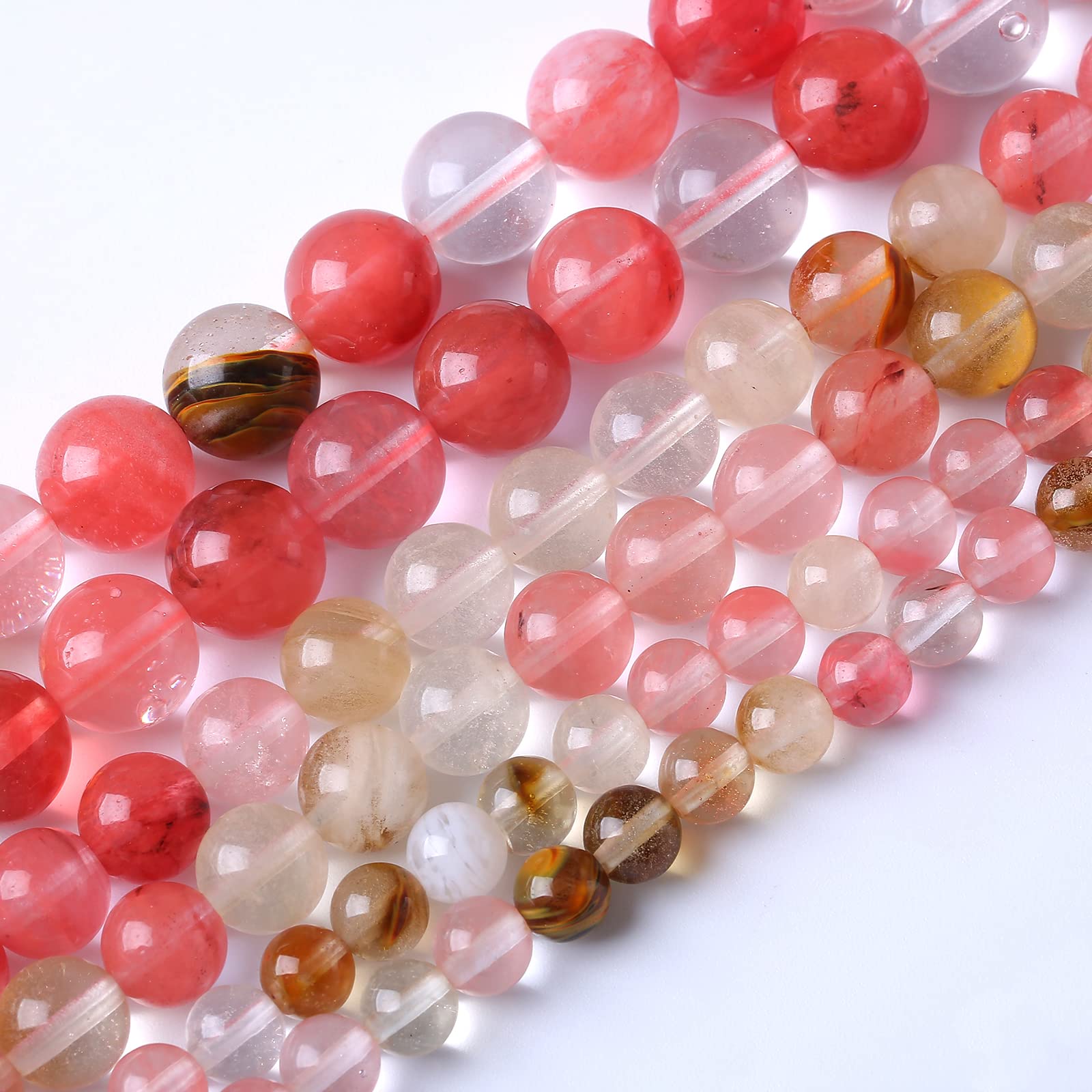 Lot De 29 Perles En Quartz Pastèque 6mm - Pour Création De Bijoux DIY - Neuf
