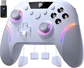 EasySMX Manette PC Sans Fil avec RGB/Hall Joystick Déclencheur, X20 Manette Switch Bluetooth Rechargeable Batterie 1000mAh, Manette Téléphone Portable pour PC/Switch/Mobile Android/iOS/Steam