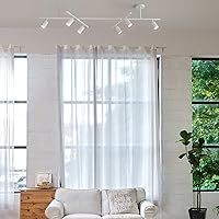 Vista 3 de GLOBE Electric West - Iluminación de pista de 64 pulgadas con 6 luces, blanco mate, barras giratorias centrales, bombilla no incluida