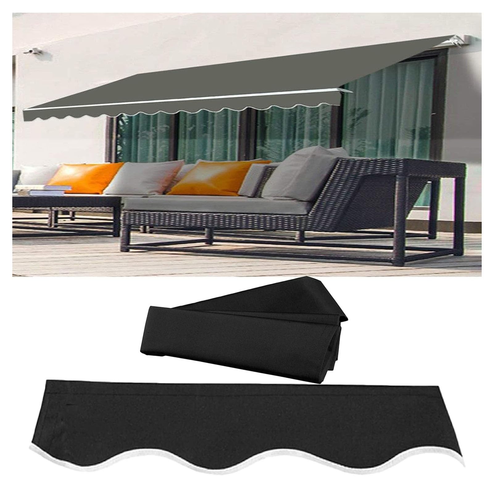 ZFUCMAYL Awning Replacement Fabric,Replacement Canopy Top Cover Canvas,Many Sizes Replacement Canvas with Front Valance for Window Door Market(Frameless)(9.8x6.5ft)