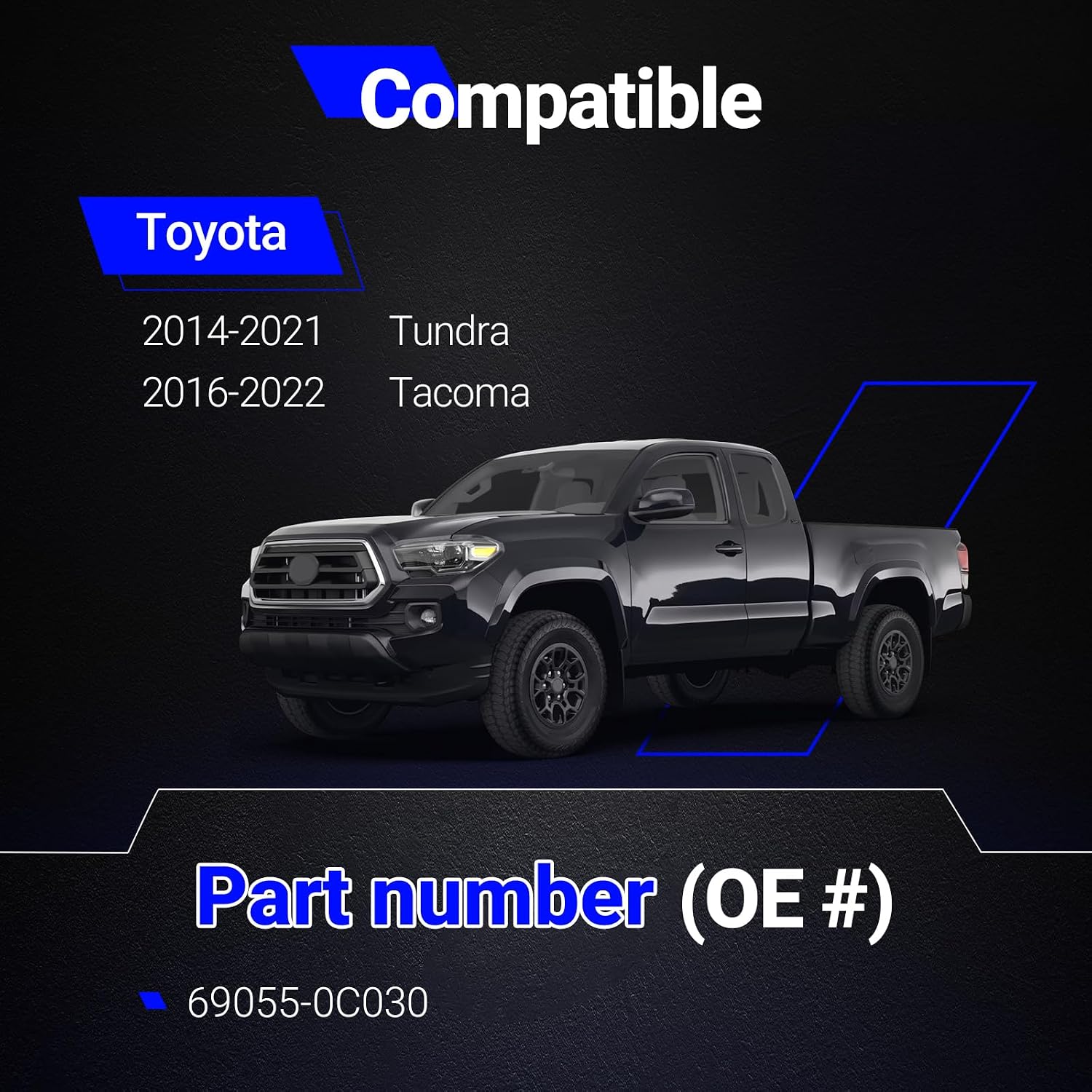 69055-0C030 Rear Tailgate Liftgate Door Lock Cylinder with Keys for 2014-2021 Toyota Tundra/2016-2022 Tacoma Replaces# 69055-0C030