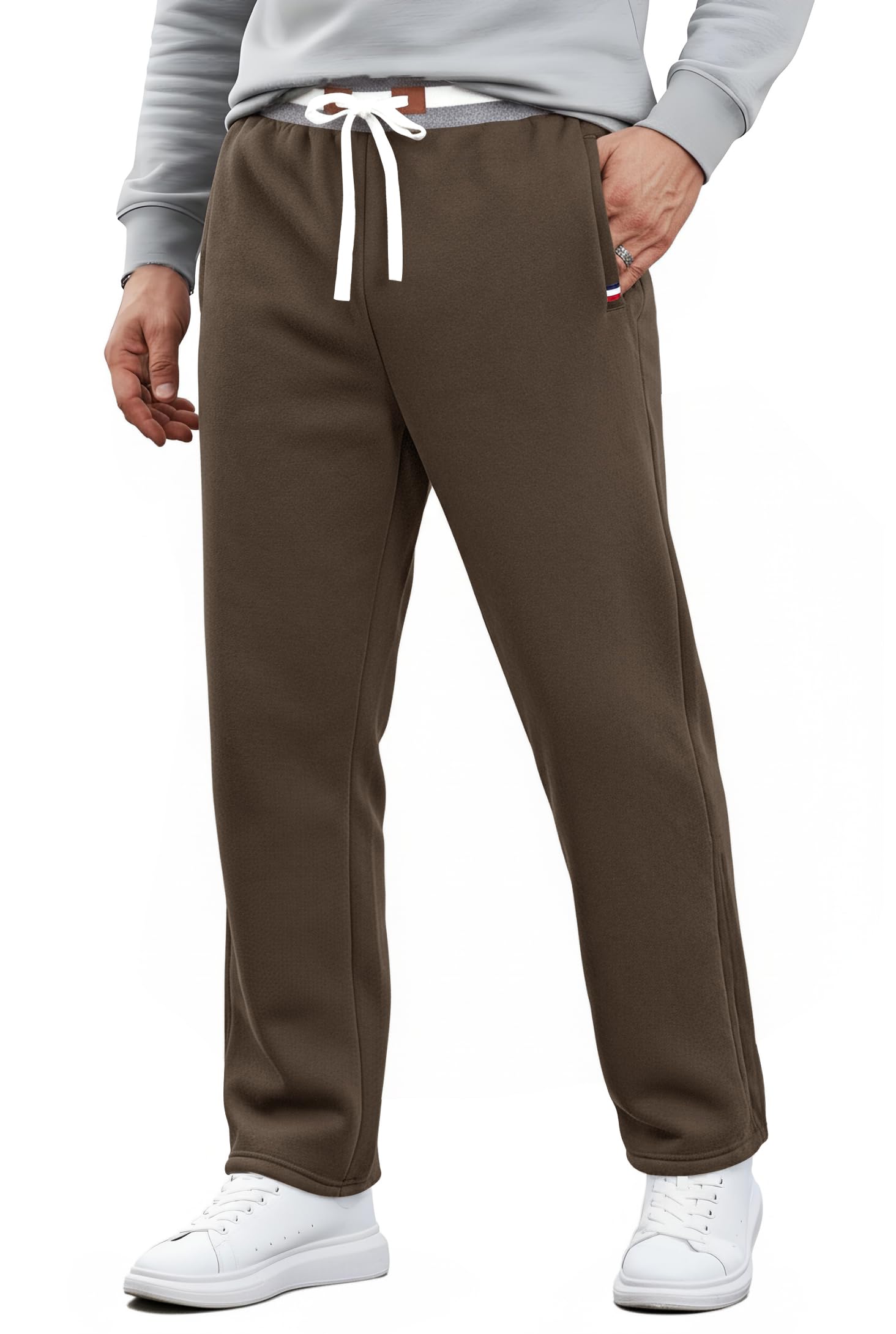 VOGSTART Mens Sherpa-Lined Sweatpants Winter Warm Active Running Open Bottom Pants (S-XXL)