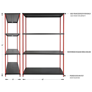 Amazon.com: CRAFTSMAN 4-Shelf 6-Foot Tall Storage Rack for