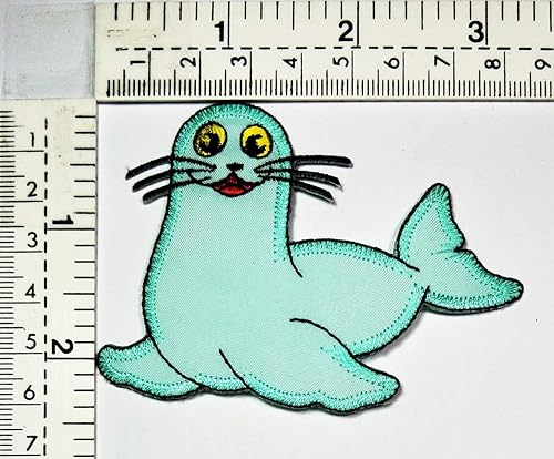 Miniatura 2 de Lindo sello azul, león marino, animales del océano, parche bordado de dibujos animados con logotipo, chaleco, chaqueta, gorra, mochila, parche,