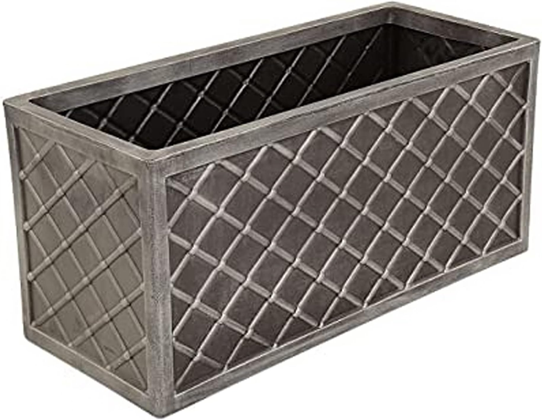 Pluto Packaging 70cm Long Large Plastic Pewter Lazio Trough Grey Outdoor Garden Flower Planters (2 Lazio Trough Planters)