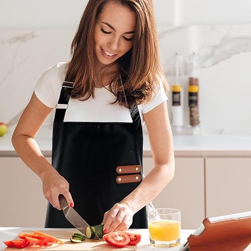 Miniatura 5 de Delantal impermeable de vinilo de goma con un bolsillo grande, delantal ajustable a prueba de aceite para lavar platos, cocina, dibujo, Negro -