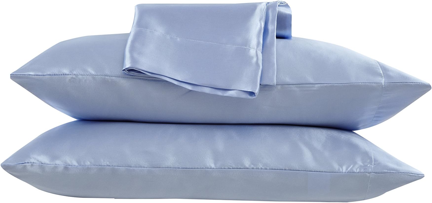 Satin Radiance Luxury Charmeuse Satin Set of 2, Soft and Silky Pillowcases-Standard 20" x 30" each, 100% Polyester, Blue