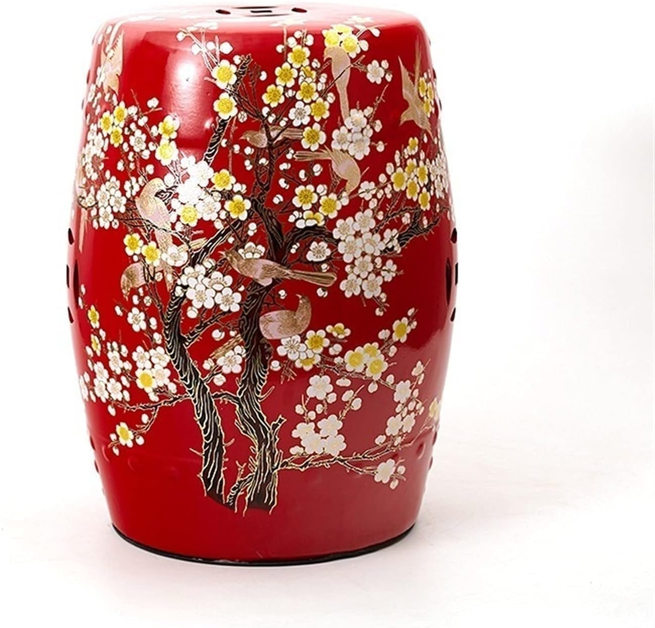 Outdoor Stool, Garden Decorative Stool, Ceramic Circular Glazed Pattern is Suitable for Garden, Courtyard, Lawn Drum Stool