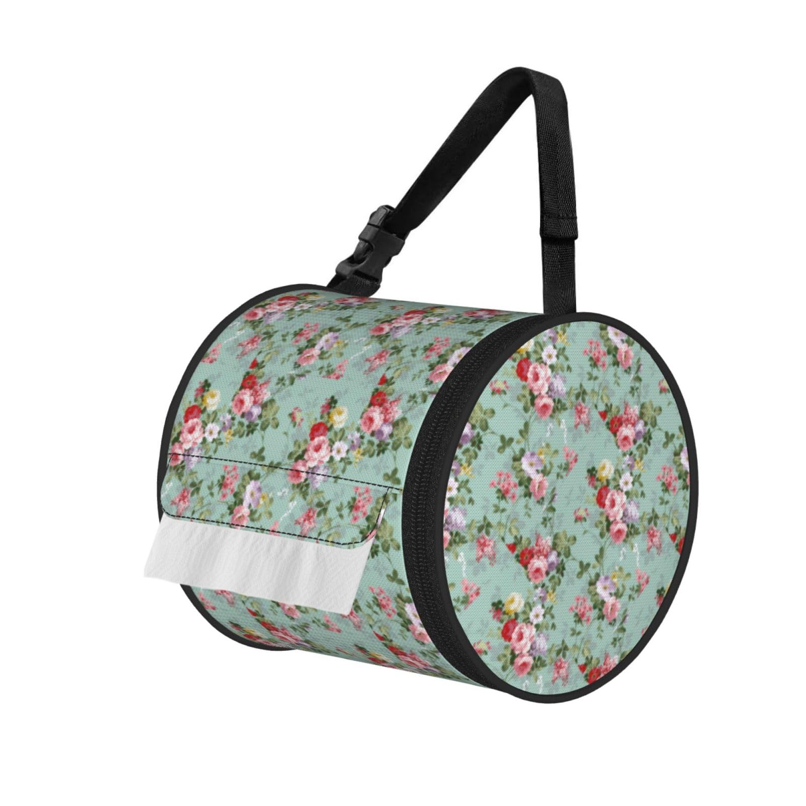 Peony Print Cylindrical Tissue Holder Bathroom Car Home Office Kitchen Decor Versatile