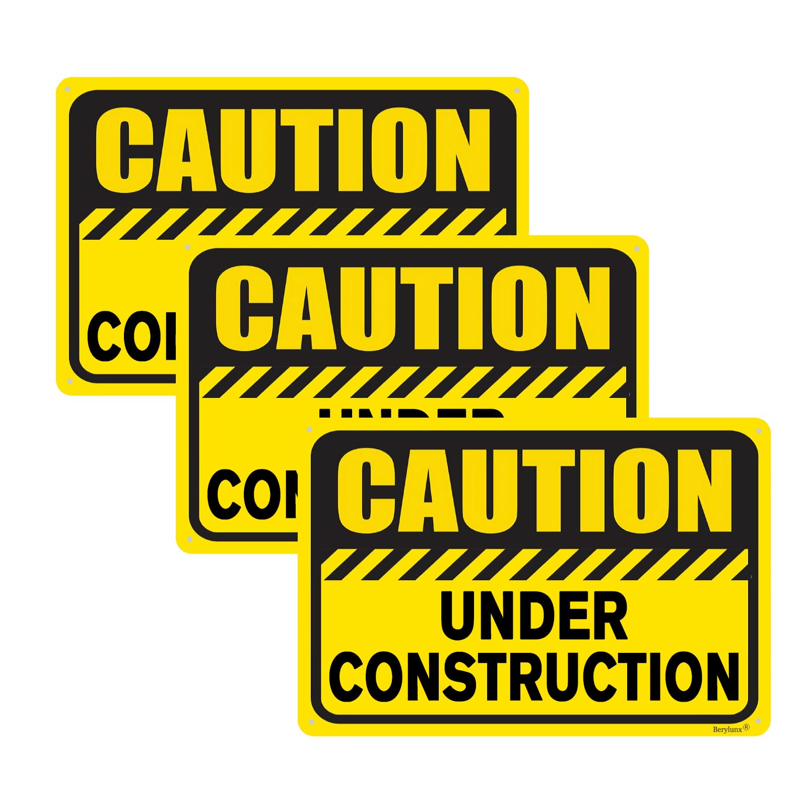 3 Pack Under Construction Sign,Outdoor Warning Sign,Outdoor Sign For Business, Caution Construction Signs for Jobsites 8"x12" Aluminum Sign
