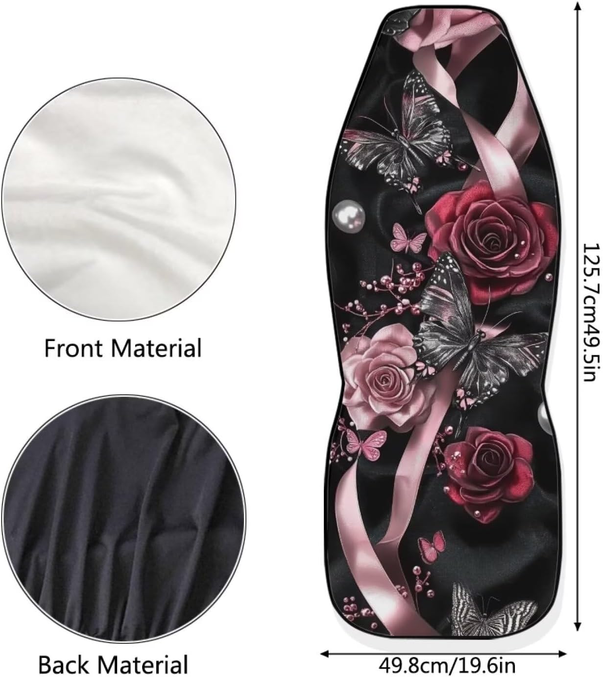 Universal Fit Rose Butterfly Car Seat Cover Sets for Front Seats Only, Breathable Soft Auto Seat Cover High Back Universal Fit Seat Cover for Cars SUV Trucks, Black and Pink