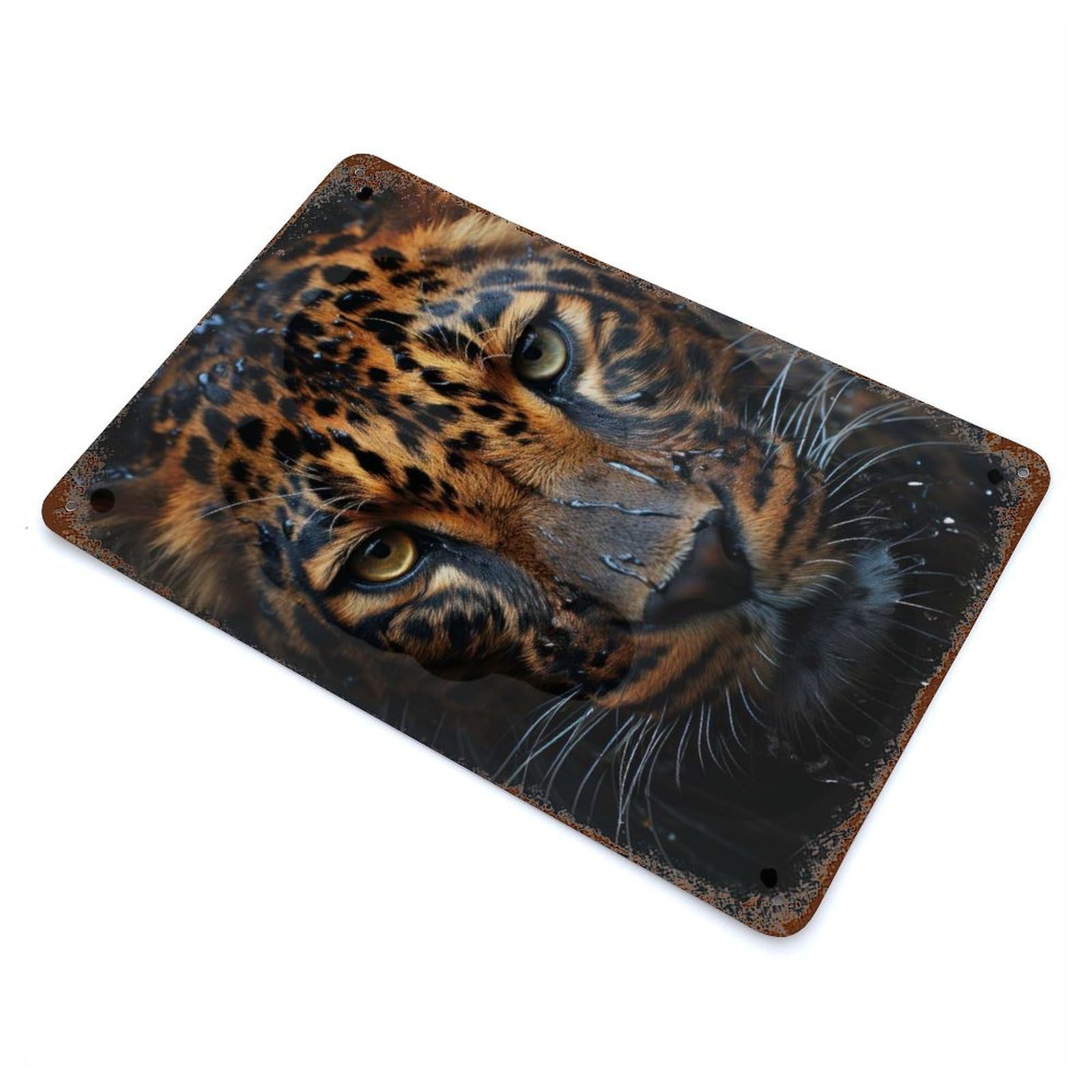 Tiger Wildlife 11.8"x7.9" Rusty Metal Tin Sign, Farmhouse Wall Decor for Office, Studio And Wall Decor