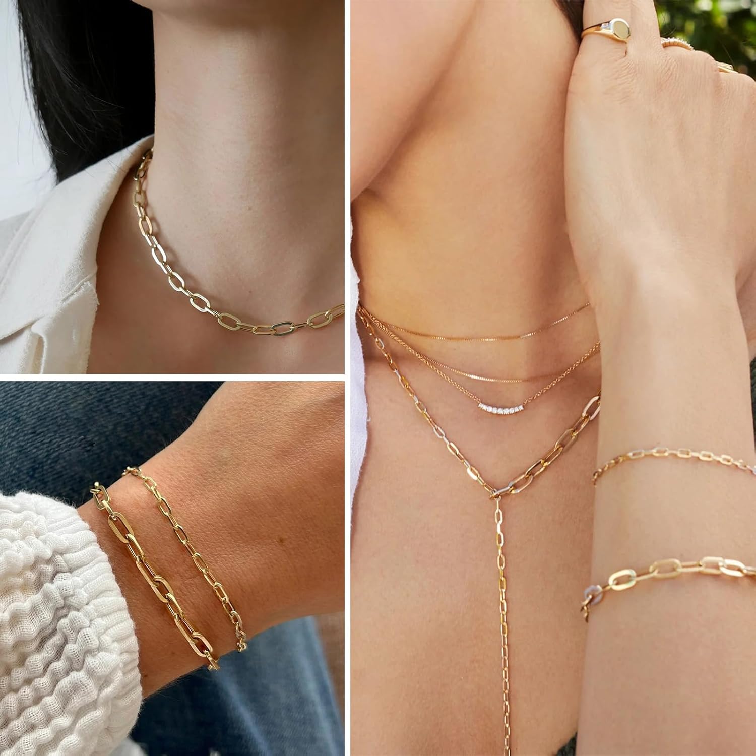 16.5FT 18K Gold PVD Plated Paperclip Chains Roll, 5mm Gold Stainless Steel Paperclip Link Chains Spool Bulk for Jewelry Making