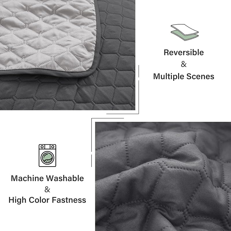 Exclusivo Mezcla Reversible Full Queen Quilt Bedding Set, Grey image 6