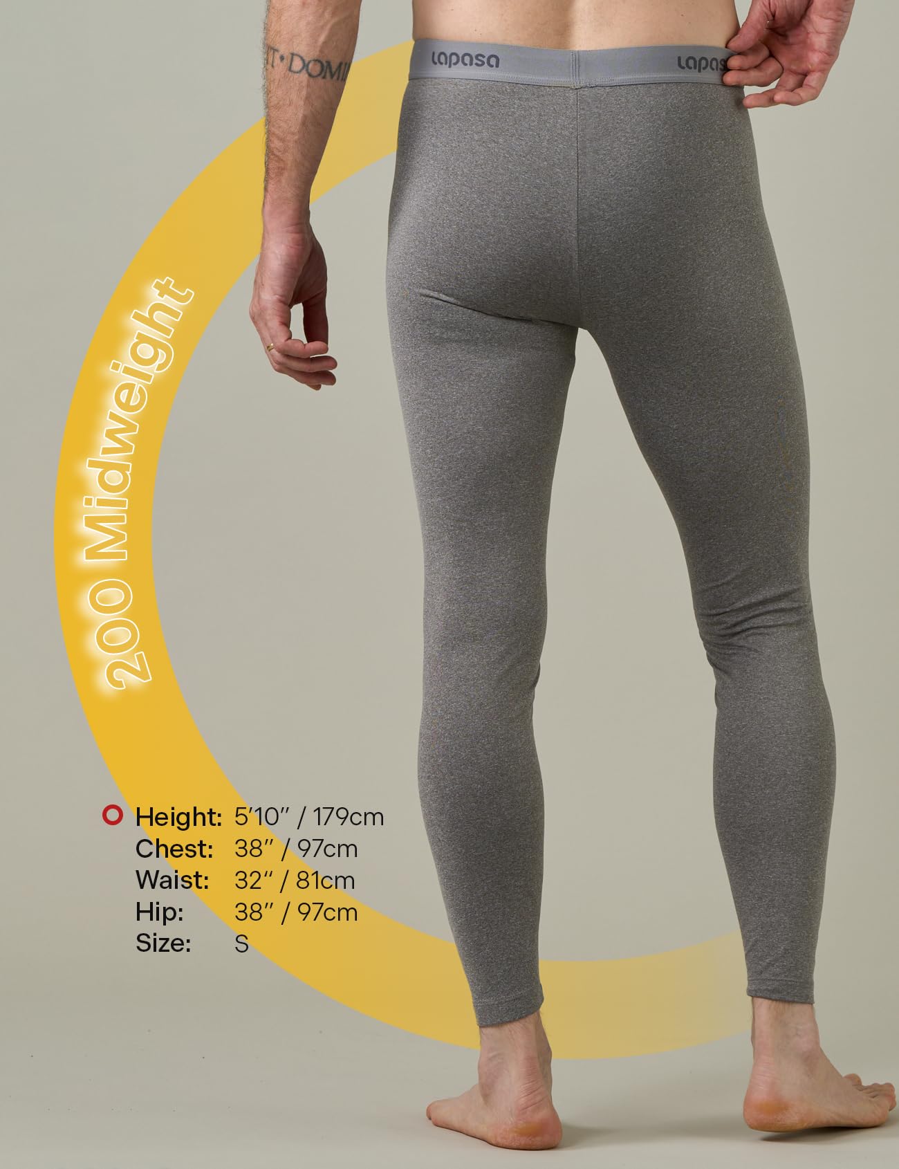 LAPASA Pacco da 2 o 1 Calzamaglie Termica Uomo Fodera in Pile Medio/Pesante Pantaloni Termici Sportivi Strato Base Biancheria Intima Leggings Caldi M10/M25/M56