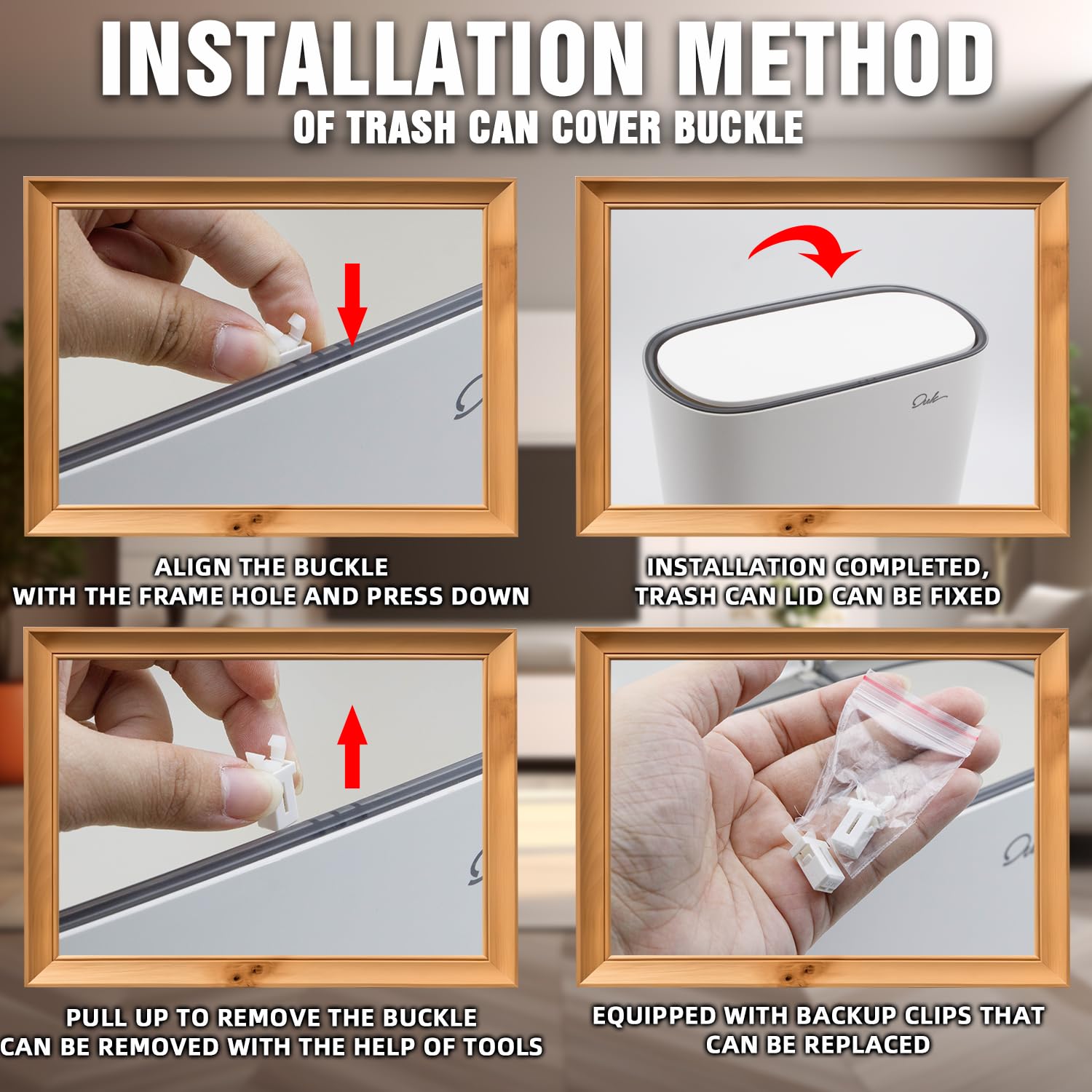 Cubo de basura con borde superior a presión, delgado, moderno, portátil, de plástico, blanco, reciclaje, contenedor de basura para dormitorio, cocina, oficina, baño, sala de estar, 9 litros/2 galones