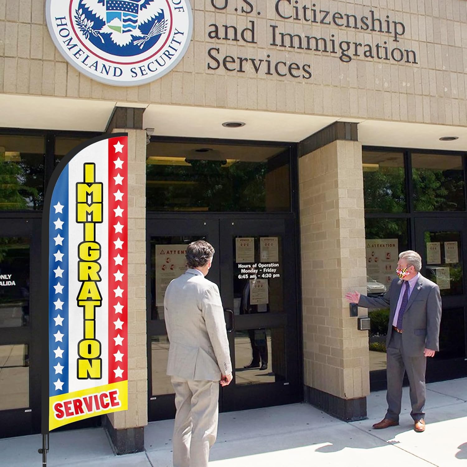 Immigration Service Advertising Swooper Flag Banner, Immigration Service Feather Flags with Pole and Ground Stake, Advertising Feather Banners Sign 8Ft for Immigration Service Business