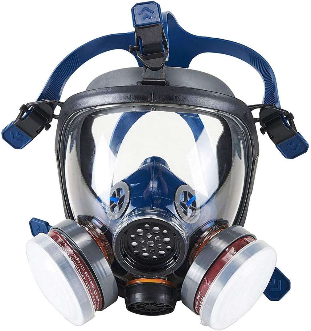 Organic Vapor Full Face Respirator Mask Paint Respirator Pesticide Mask with Double Activated Carbon Air Filter