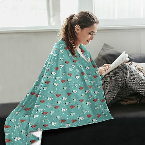 Miniatura 6 de Christmas Trees Blue Bed Blanket, Warm Cozy Throws for Camping, Office, Chair, Winter Blanket, 60x90 Inches