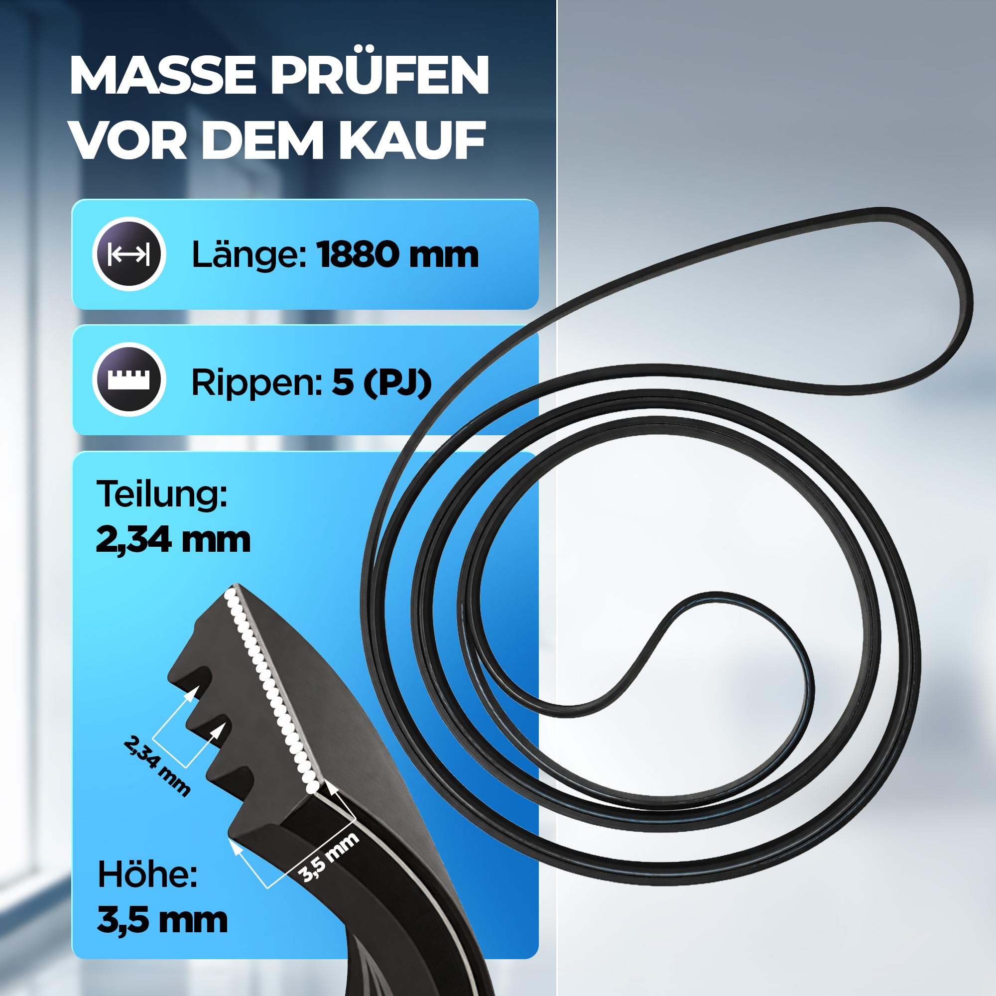 Keilrippenriemen für Trockner OPTIBELT 1880 PJ5 mit Originalcode 5689130 05689130 11114230 07097440 für Miele | MADE IN GERMANY | 3 Jahre Garantie