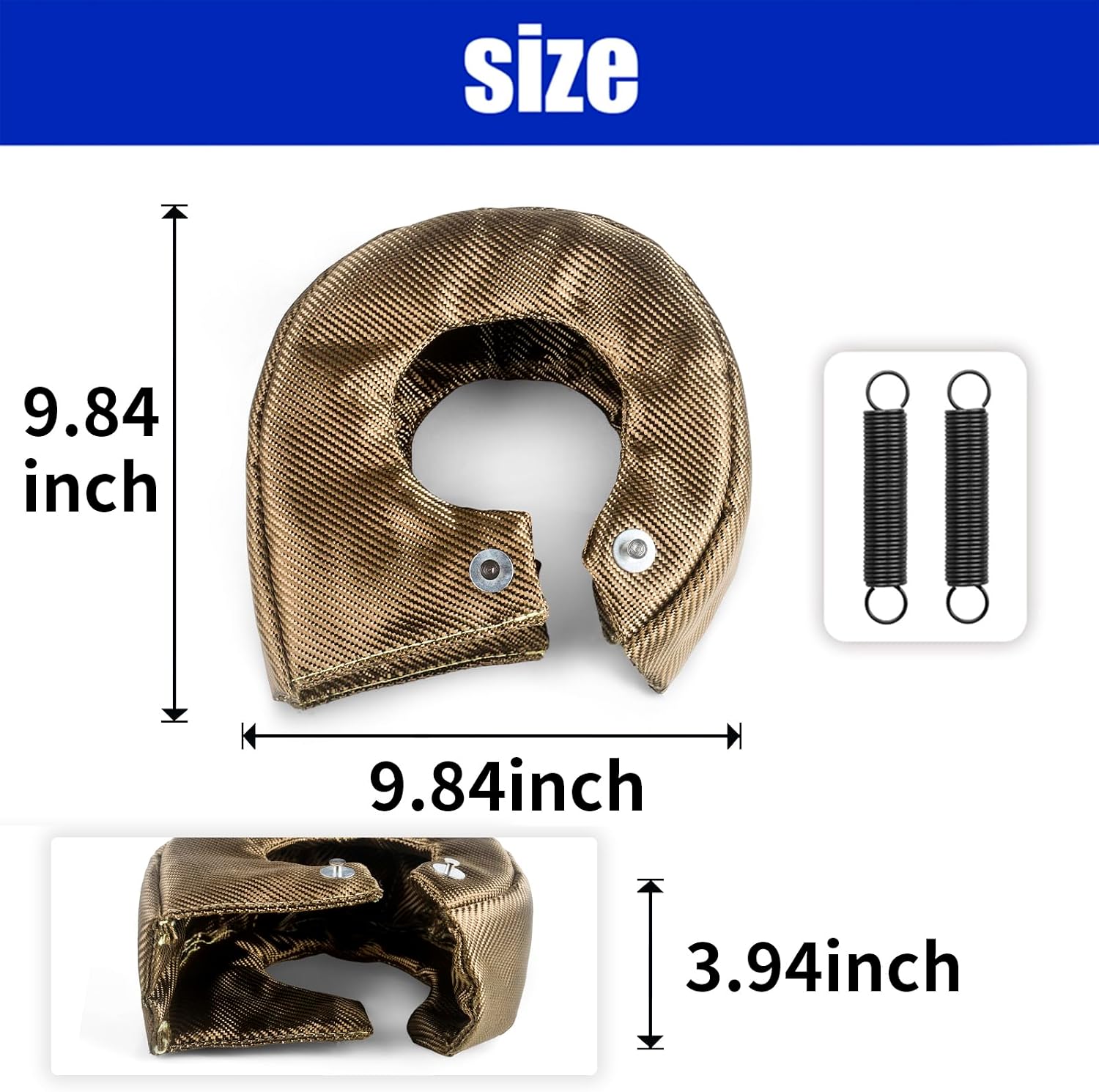 Turbo Blanket T6 Titanium Removable Heat Shield Turbocharger FireShield Fit T5 T6 GT55 GT40 HX52 HT60 T88 Turbo with Locking Springs